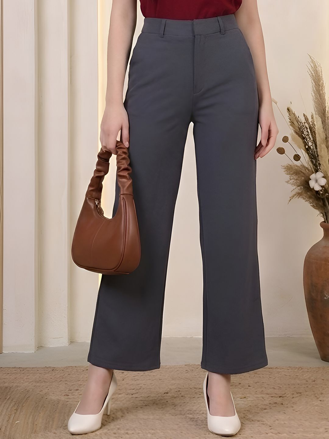 STYLE STAMP Women High-Rise Easy Wash Trousers