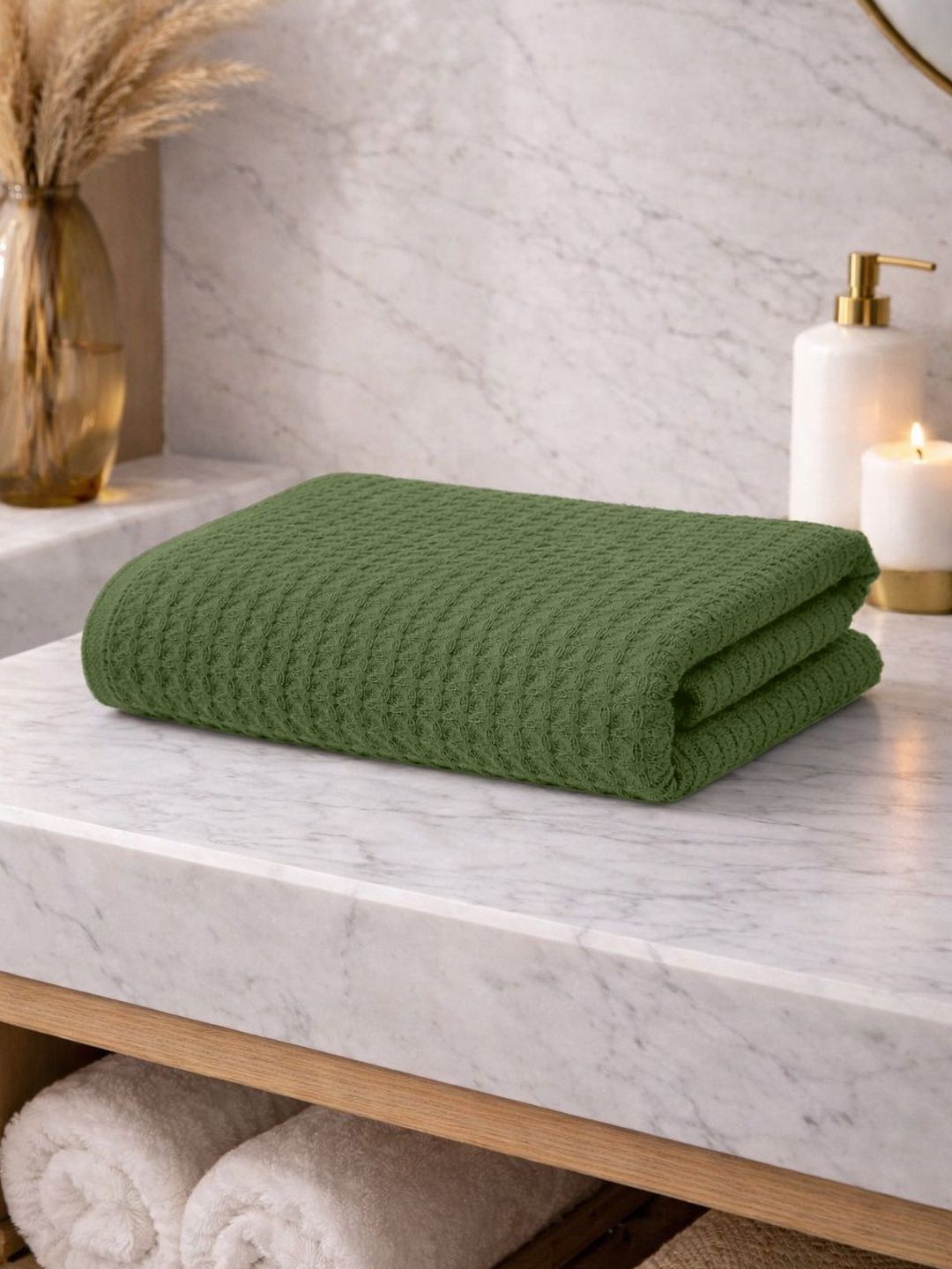 Mulberry Living Olive Green & Green 1 Cotton 225 GSM Bath Towel
