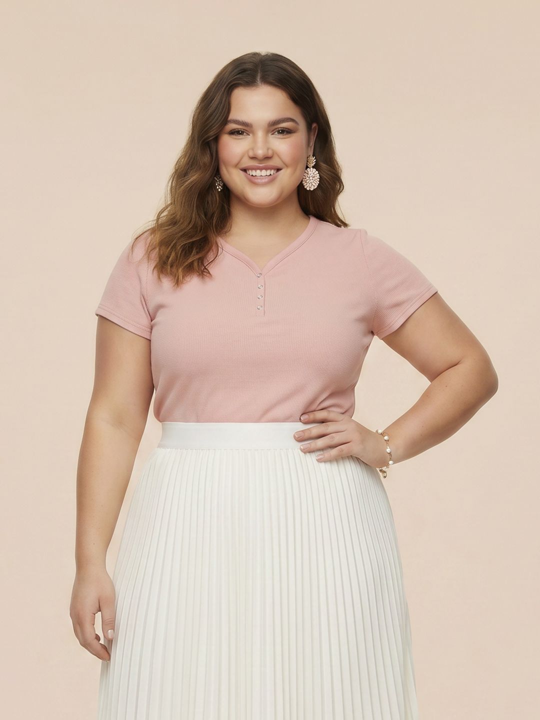 Sztori Plus Size Ribbed Casual Top
