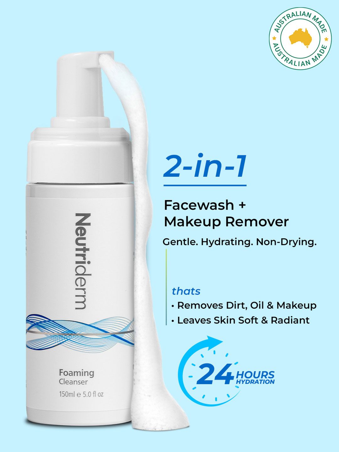 Neutriderm Foaming Face Wash with Niacinamide & Vitamin C Hydrating Cleanser 150ml