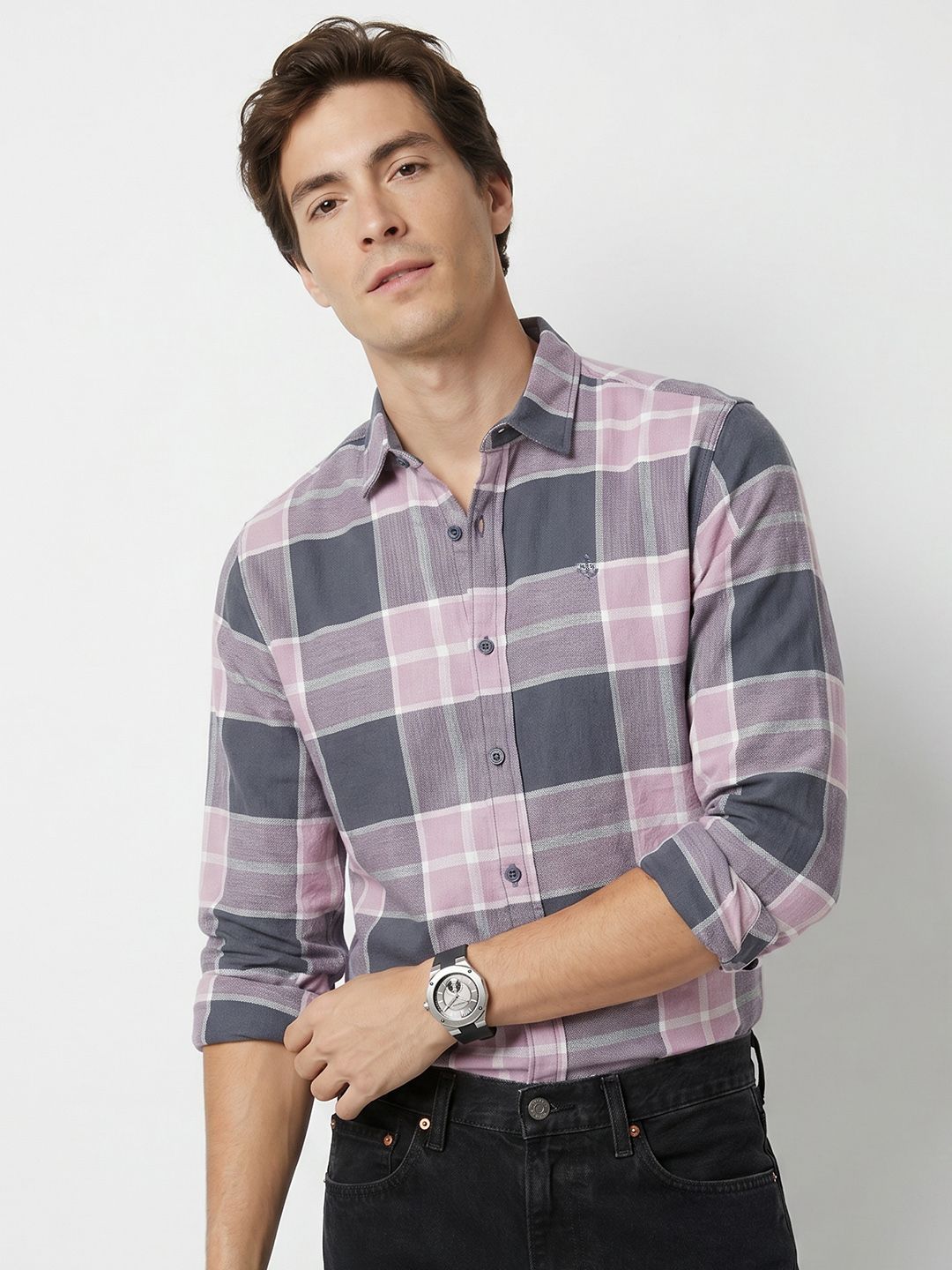 Mast & Harbour Soft Touch Slub Check Shirt