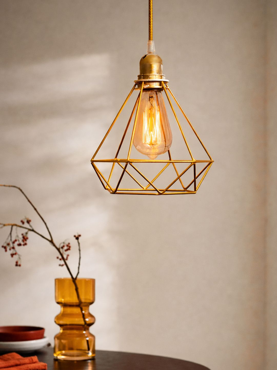 Homesake Gold Solid Caged Pendant Light