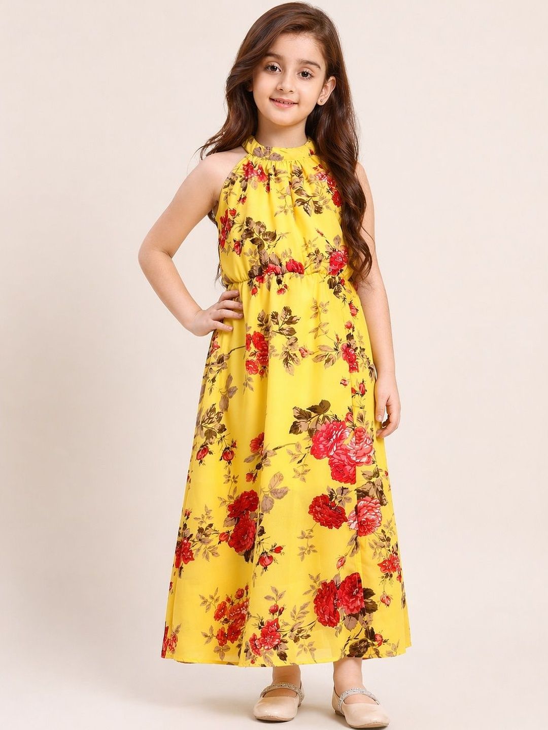 YK Girls Printed Fit & Flare Dress