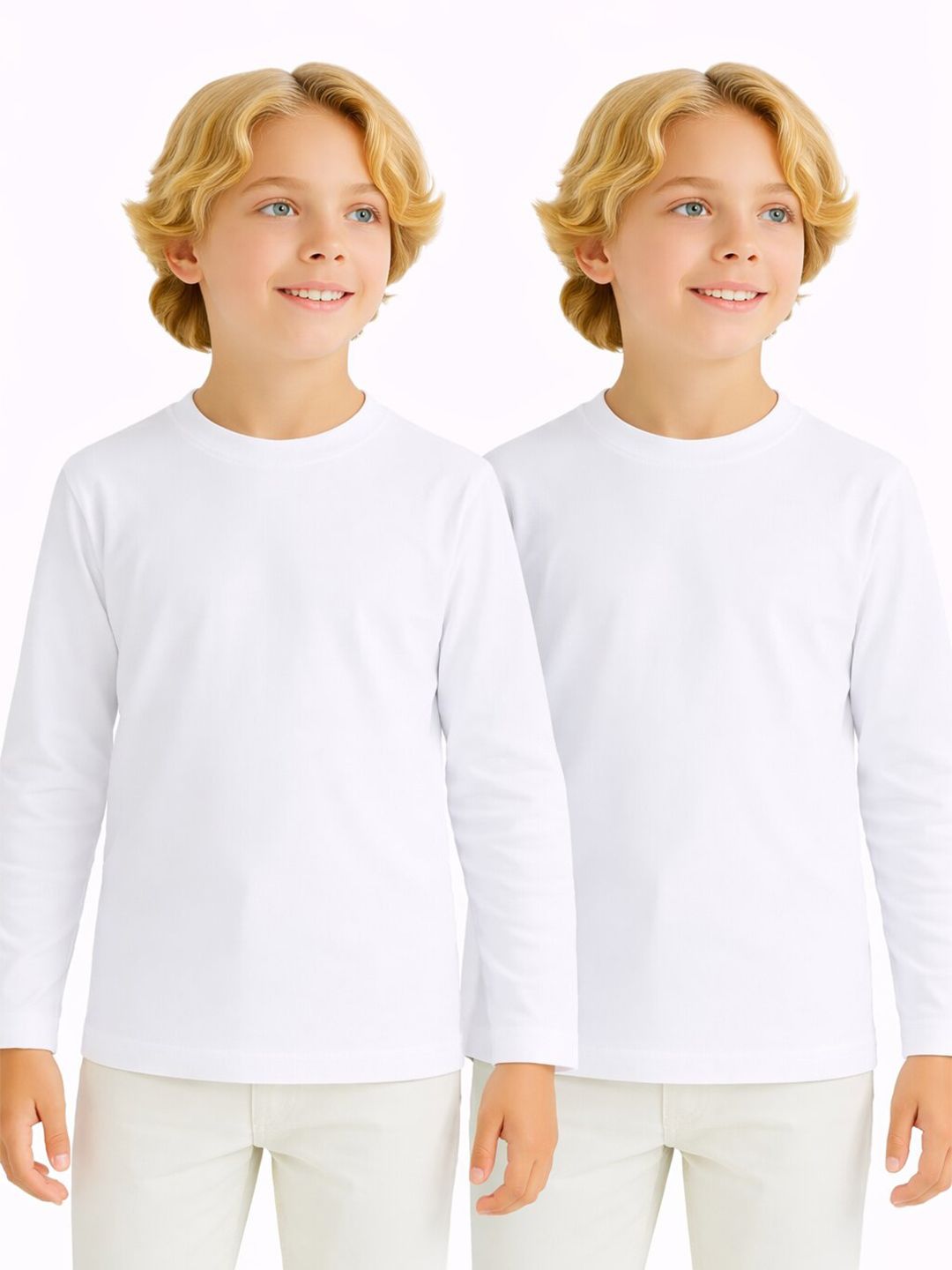 DYCA Boys Pack Of 2 Solid Round Neck Cotton T-shirts