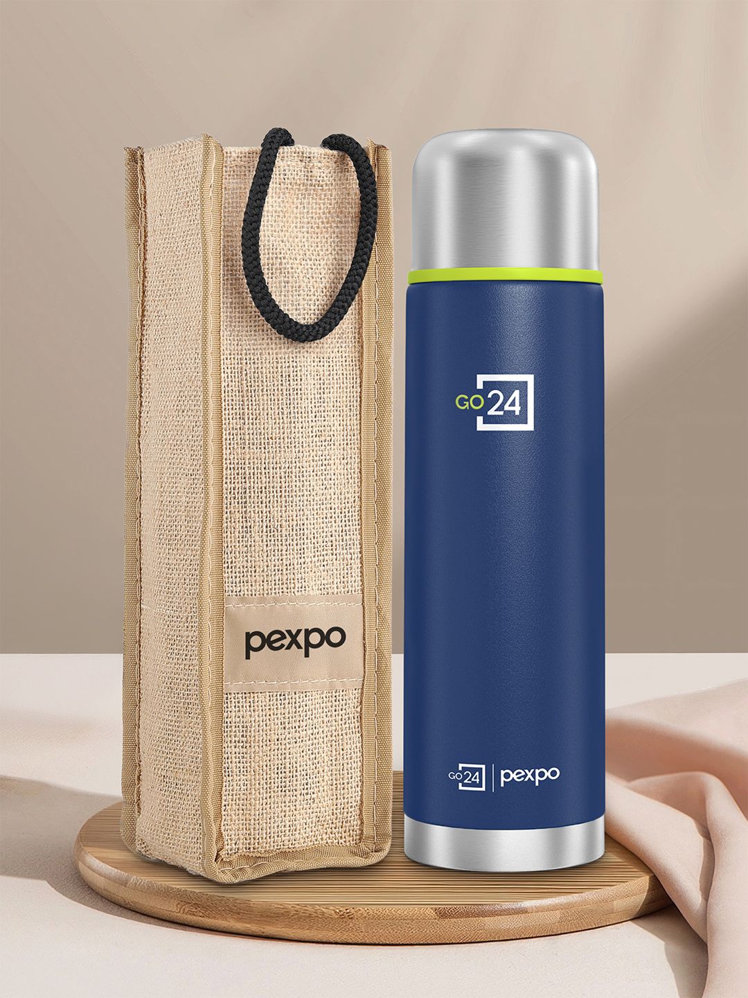 Go24 Blue Solid Stainless Steel BPA Free Flask - 1L