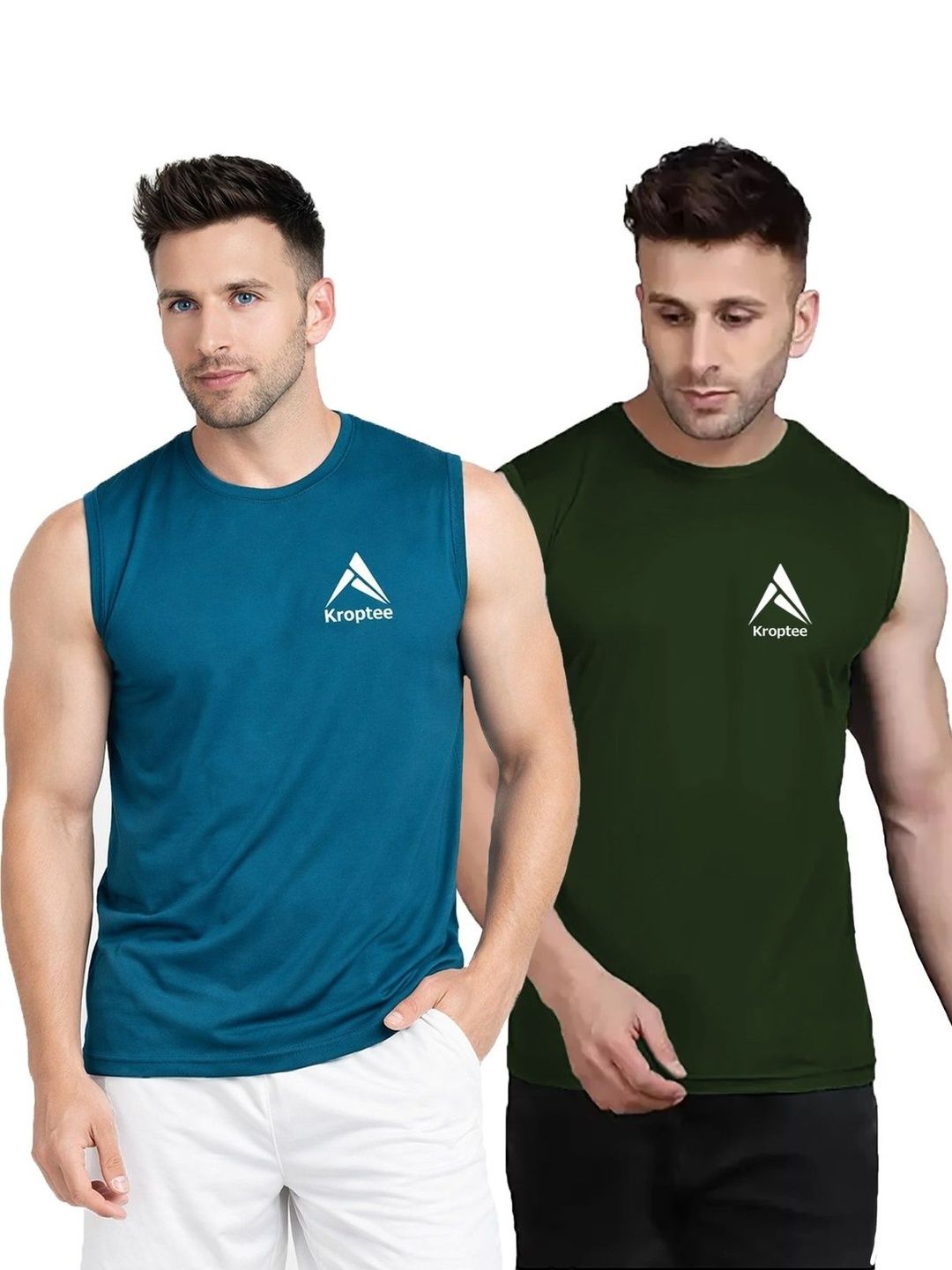 Kroptee Pack of 2 Cotton Blend Gym Vest