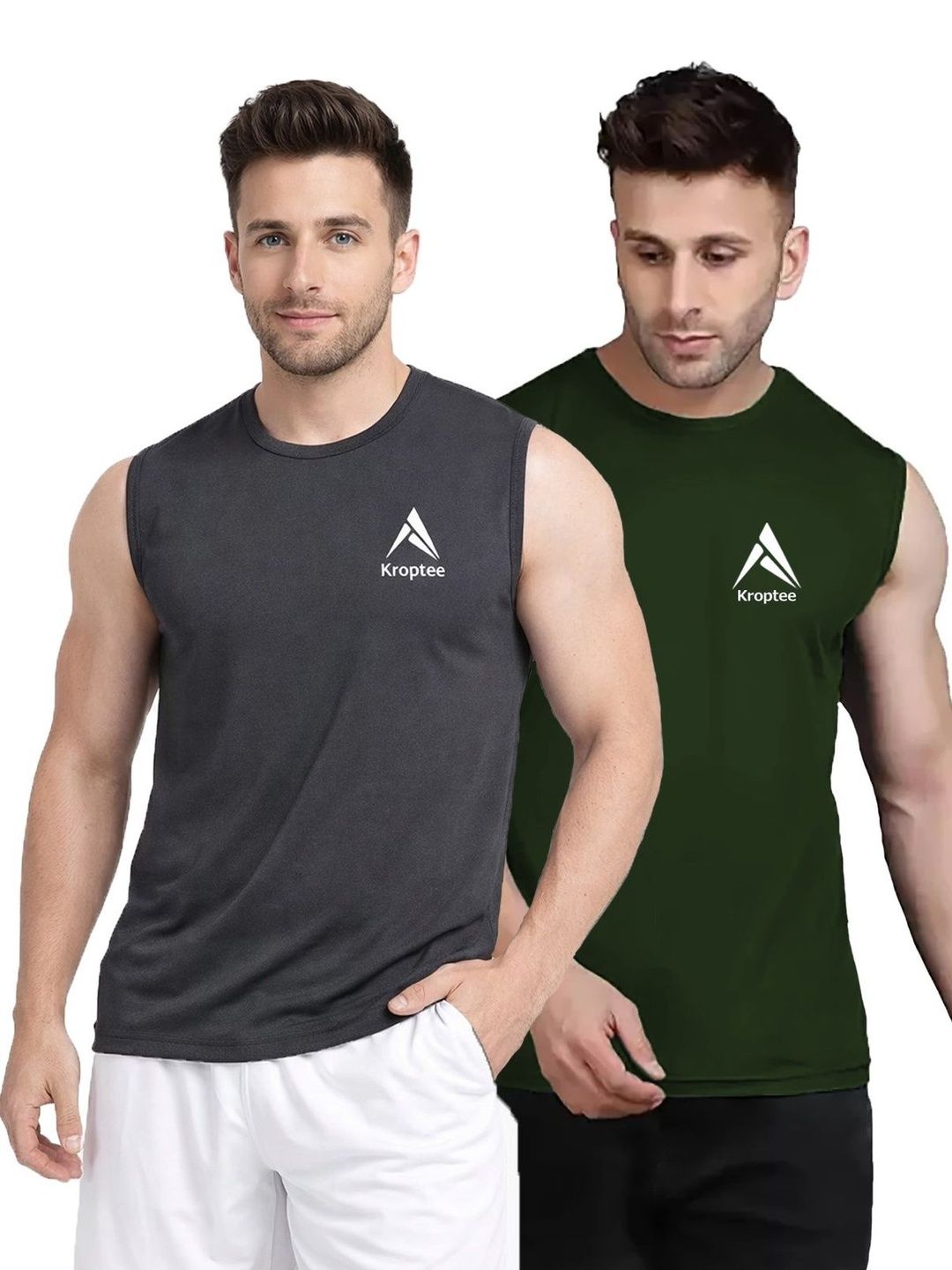 Kroptee Pack of 2 Cotton Blend Gym Vest