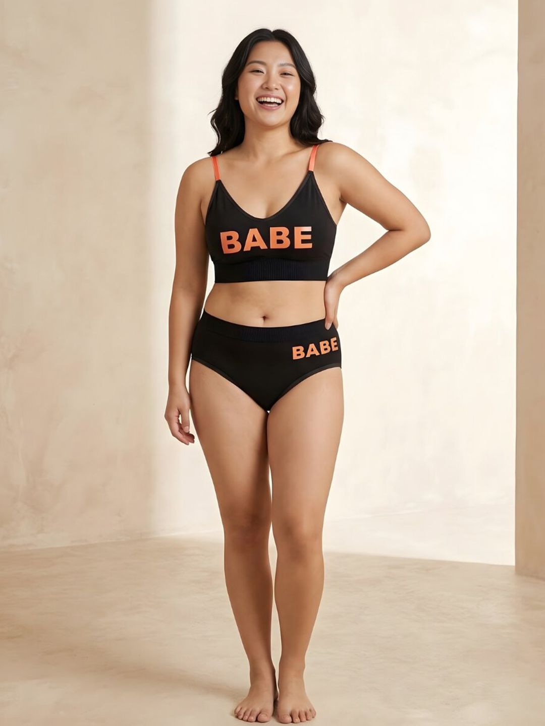 Lugo Printed Lightly Padded Lingerie Set VANumber - Bra&Panty_BABE_Black_28