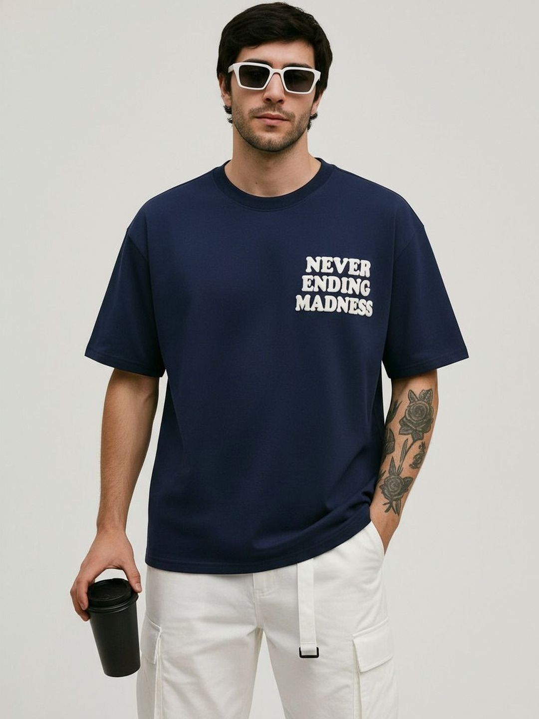 LazyGreg Men Typography Printed Pure Cotton T-shirt