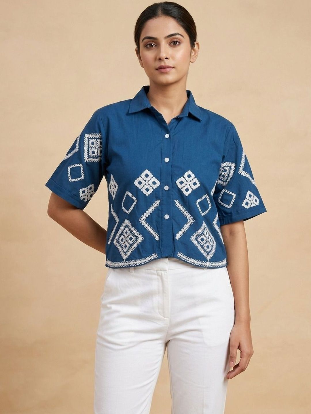 all about you Women Embroidered Casual Shirt