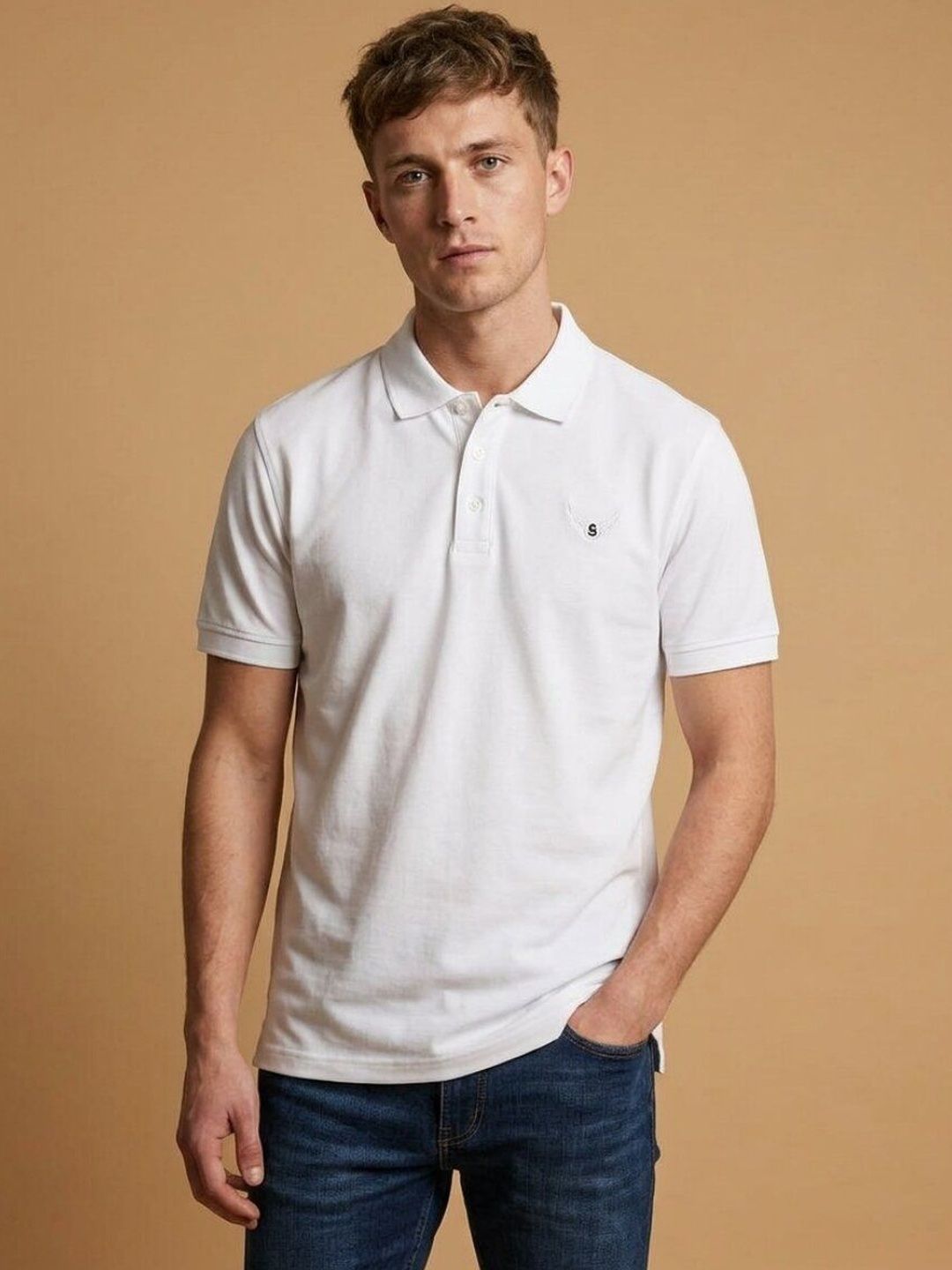 STRAY88 Men Brand Logo Polo Collar T-shirt