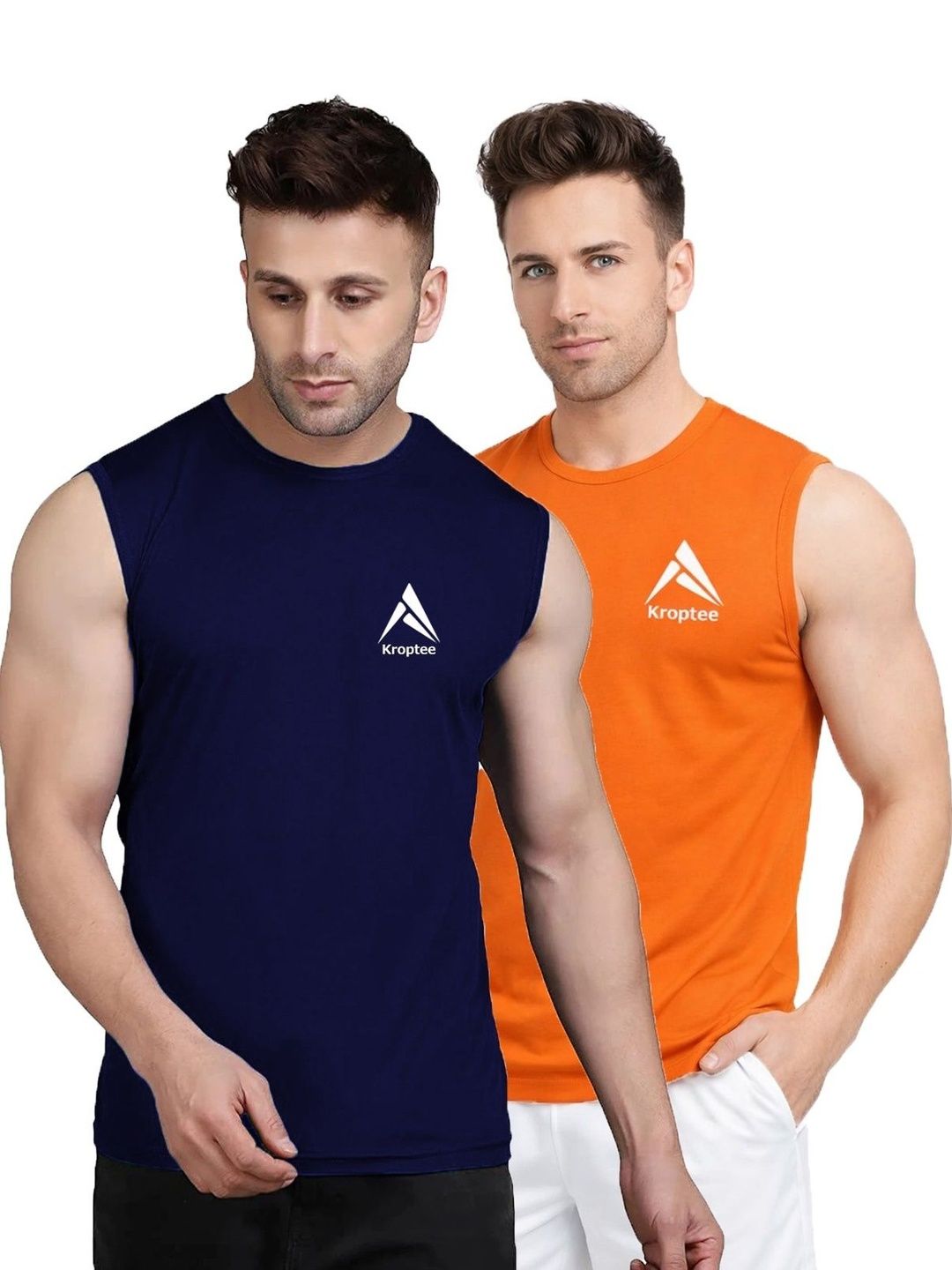 Kroptee Pack of 2 Cotton Blend Gym Vest
