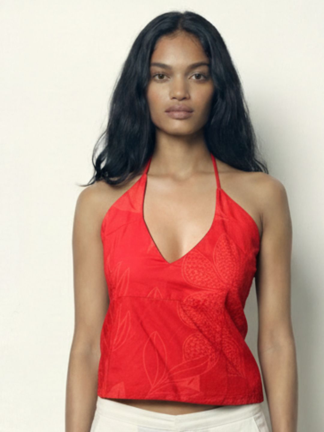 NISHORAMA Floral Print Halter Neck Top