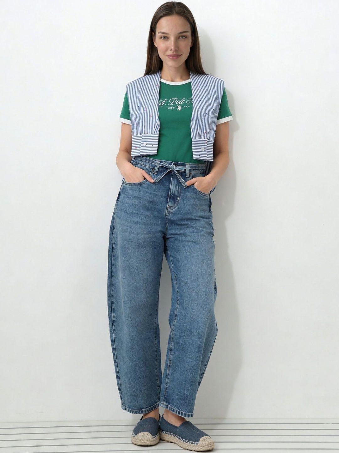 U.S. Polo Assn. Women Women Relaxed Fit Mid-Rise Light Fade Stretchable Jeans