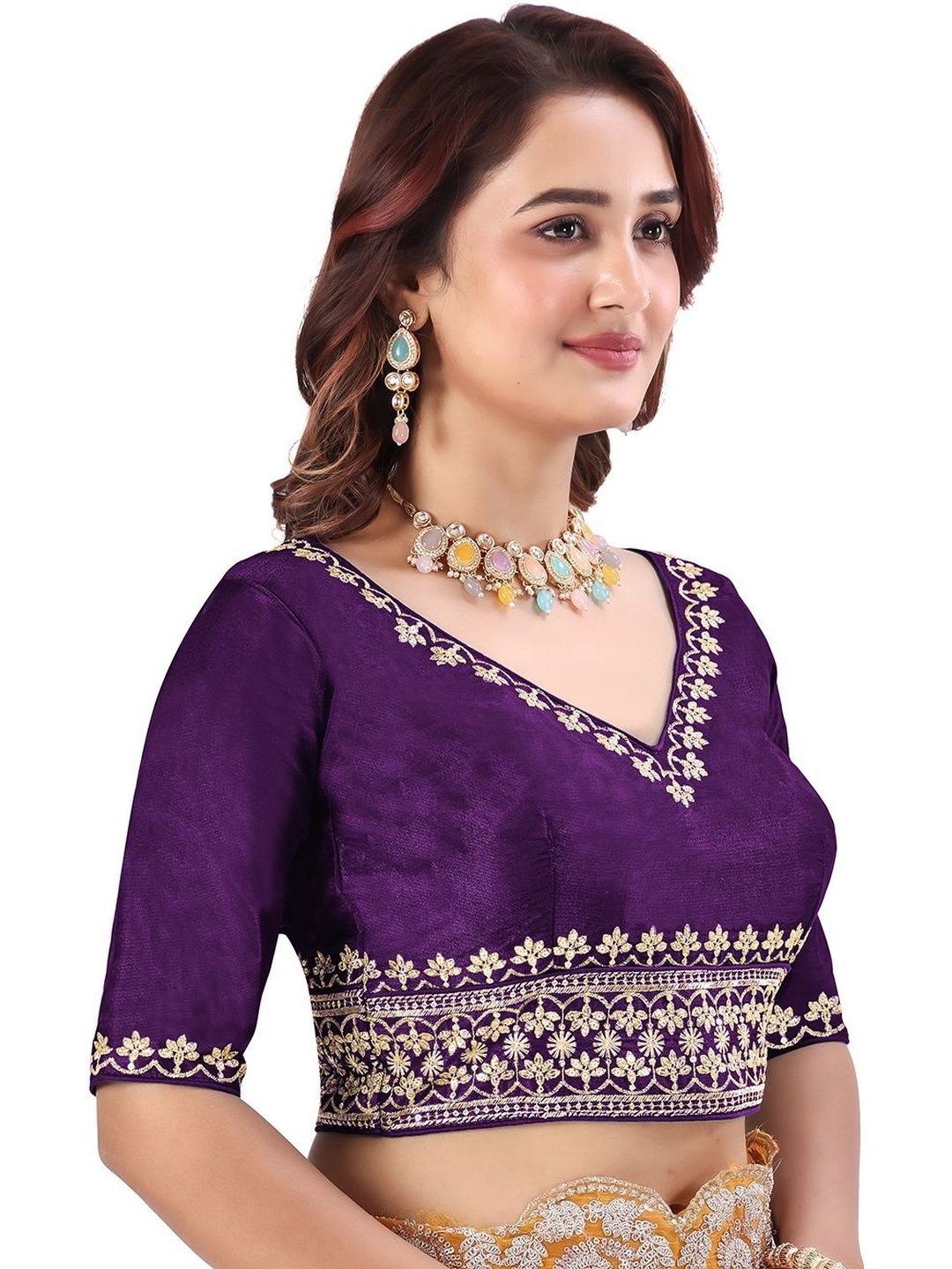 HERE&NOW Embroidered Zari Saree Blouse
