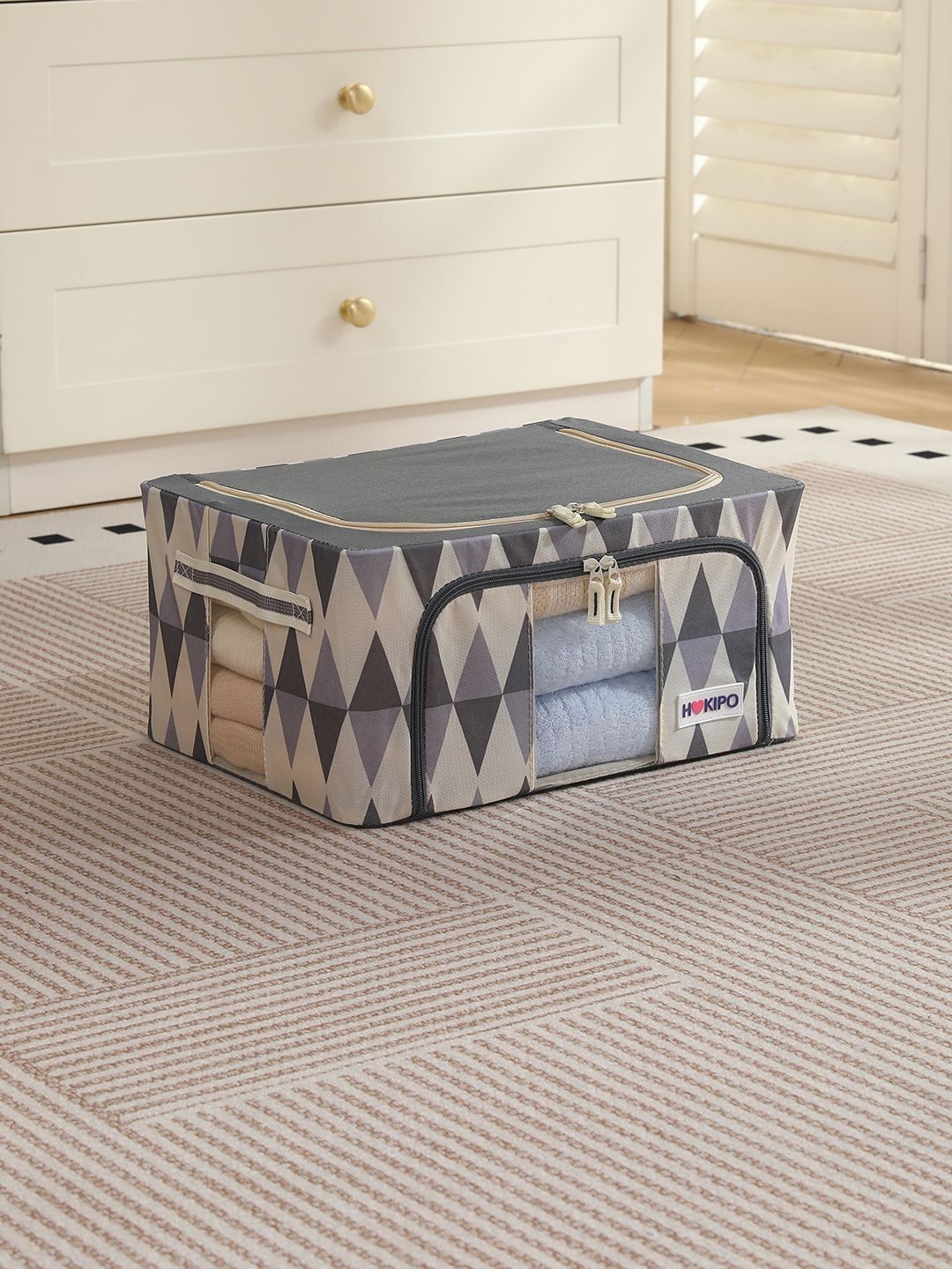 HOKIPO Ash Mirage 24L Clothes Storage Box 600D Oxford Fabric Pack of 1