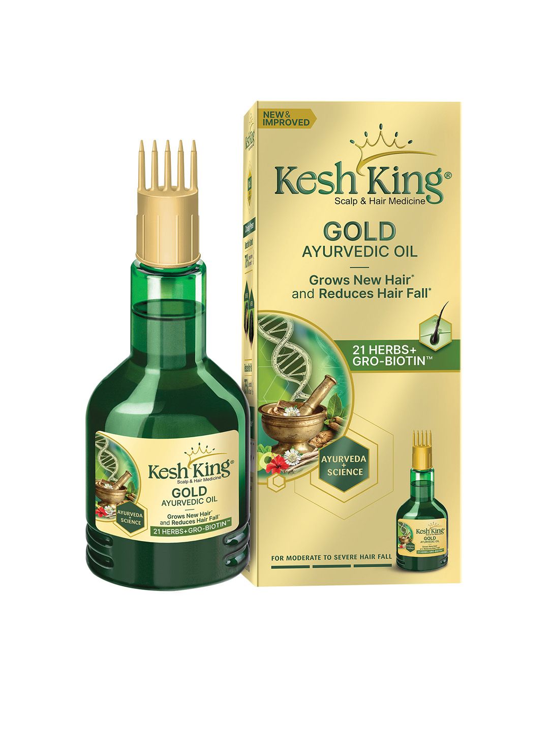 Kesh King Gold Ayurvedic Hair Oil with 21 Herbs & Gro-Biotin - 200 ml