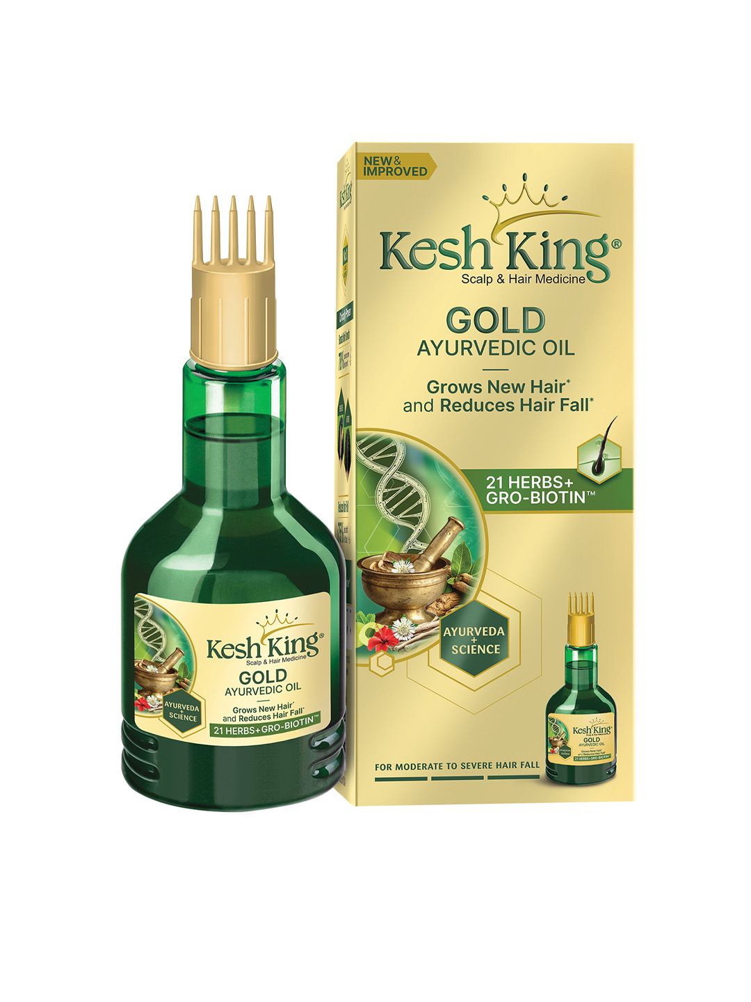 Kesh King Gold Ayurvedic Hair Oil with 21 Herbs & Gro-Biotin - 100 ml