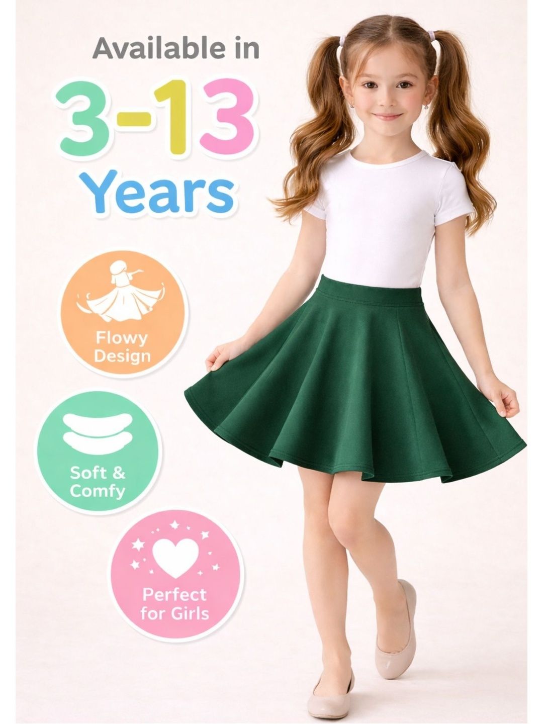 Girls Above Knee A-Line Skirt 7