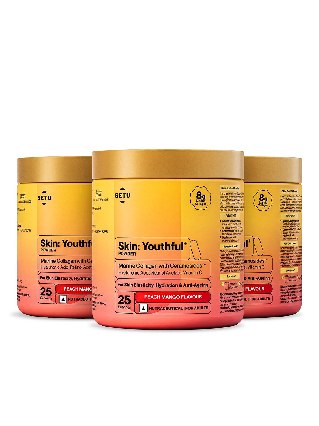 SETU Set Of 3 Skin Upgraded 8g Marine Collagen 250g Each (75 servings)