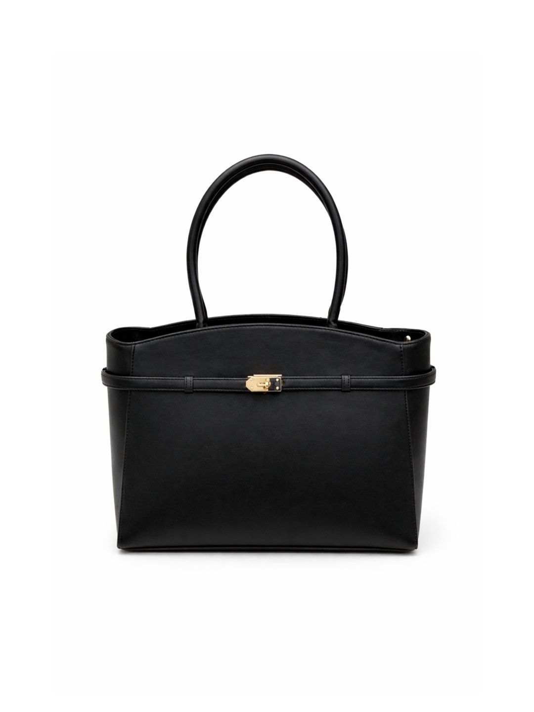 ALL ABOUT HER Timeless Solid Inbuilt Mobile Pouch Large Structured Tote Bag