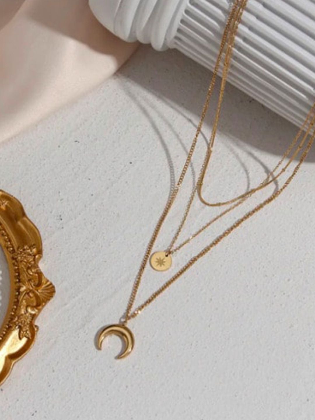 Inaya Gold Plated Stainless Steel Layered Ethnic Style  Necklace