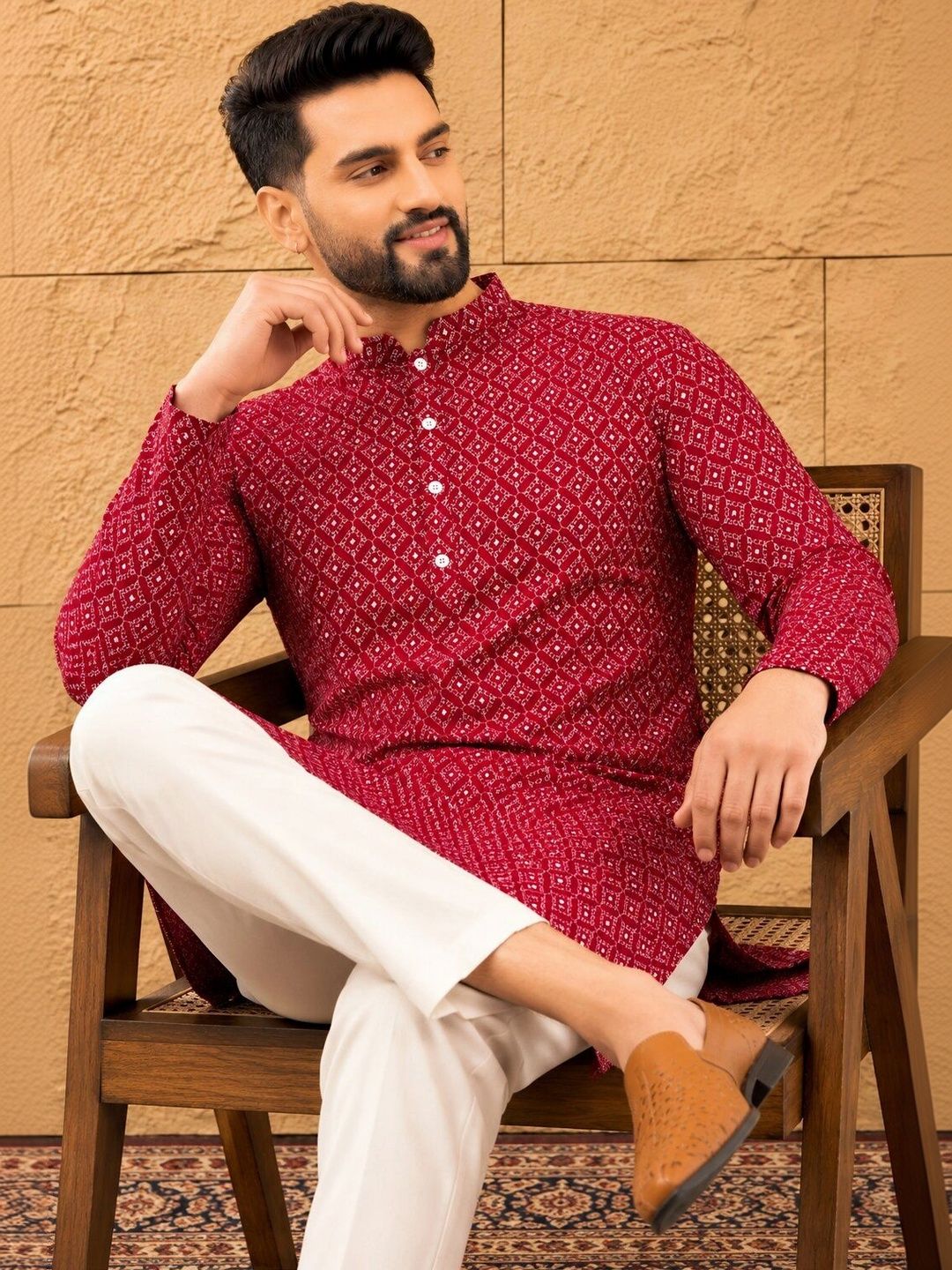 CELLUX Men Geometric Printed Kurta