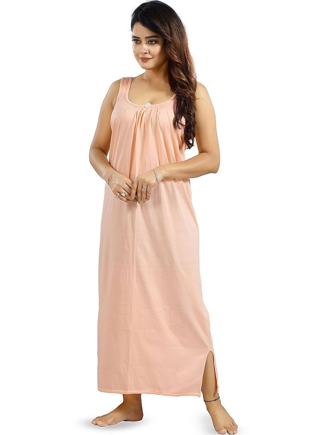 CINCO Women Round Neck Maxi Nightdress