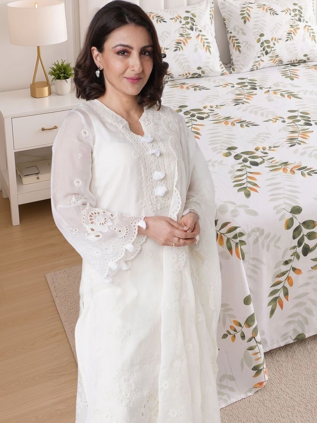 MAFATLAL Green 186 TC Bedsheet with 2 Pillow Covers