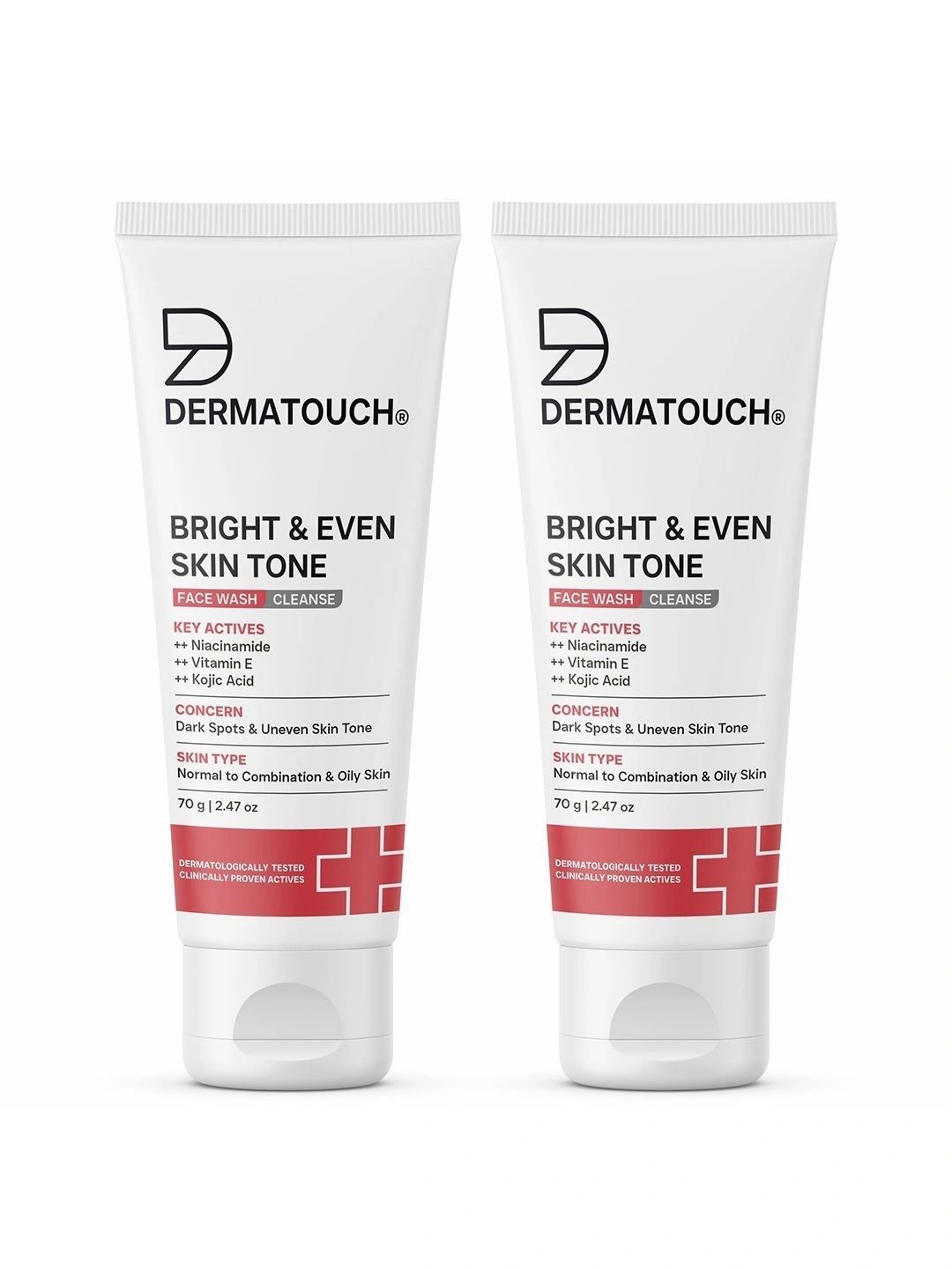 Dermatouch Set Of 2 Bright & Even Tone Face Wash With Vitamin E & Kojic Acid - 70 g Each