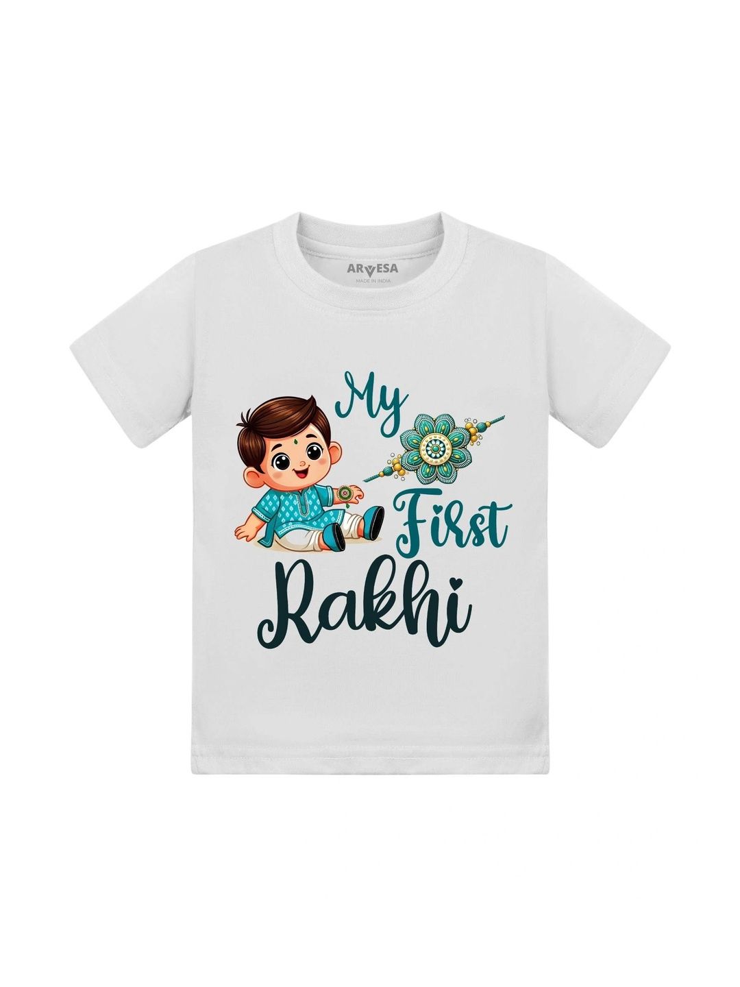 Arvesa First Rakhi Printed Kids Unisex T-shirt