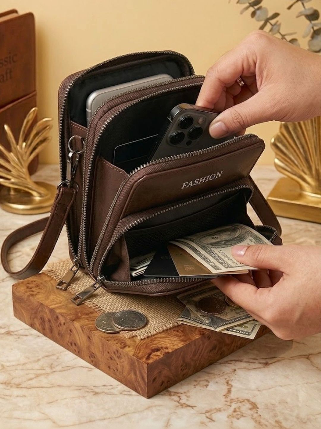 BUDDY CARES Textured Sling Bag