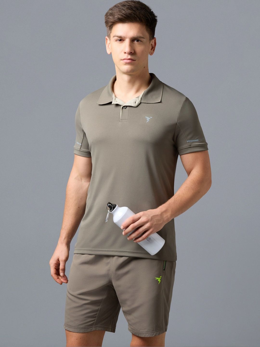 Technosport Men Brand Logo Polo Collar Slim Fit T-shirt