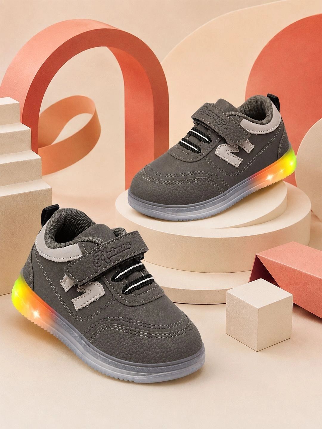 MAIMNE Unisex Synthetic Leather Round Toe Kids Sneakers