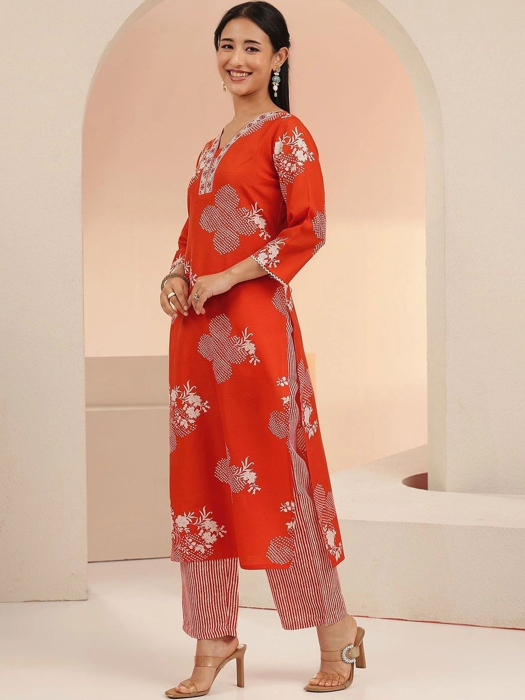 Gerua By Women Floral Printed Regular Kurta with Palazzos & With Dupatta 6