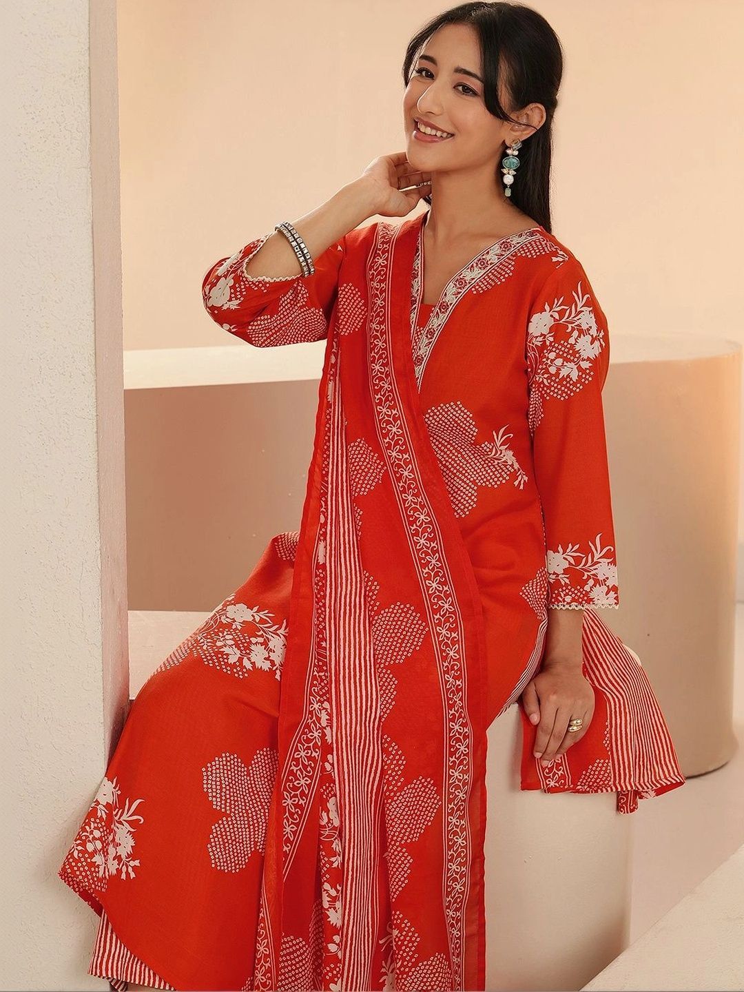 Gerua By Women Floral Printed Regular Kurta with Palazzos & With Dupatta 3