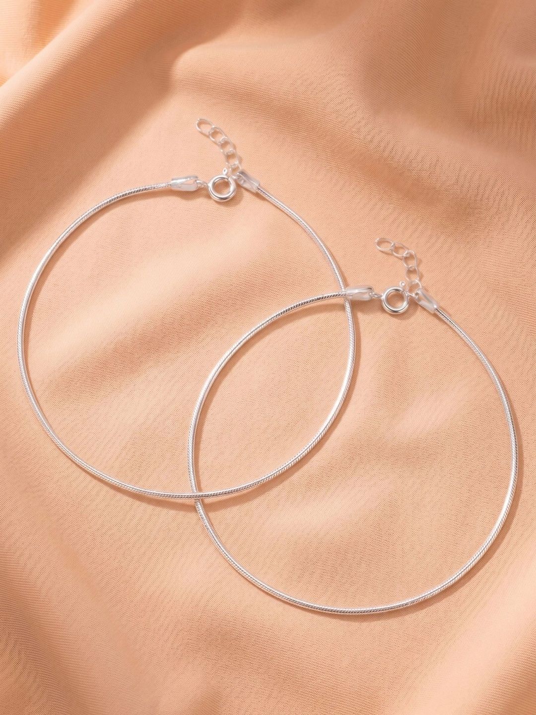 Buy 925 SILLER Pure Sterling Silver Link Anklets Set Of 2 -  - Accessories for Women