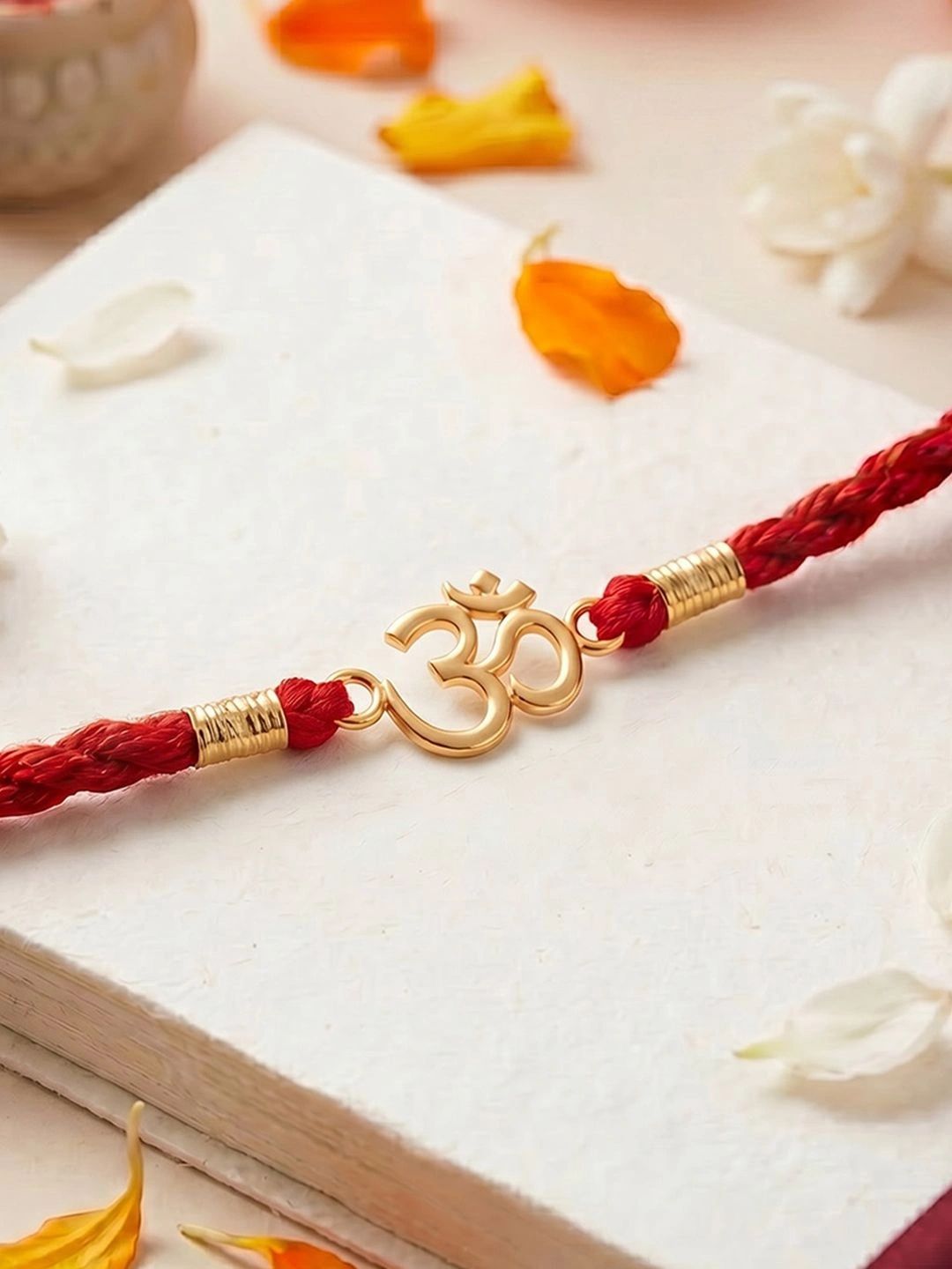 Zavya Men Gold-Plated 925 Sterling Silver Om Rakhi