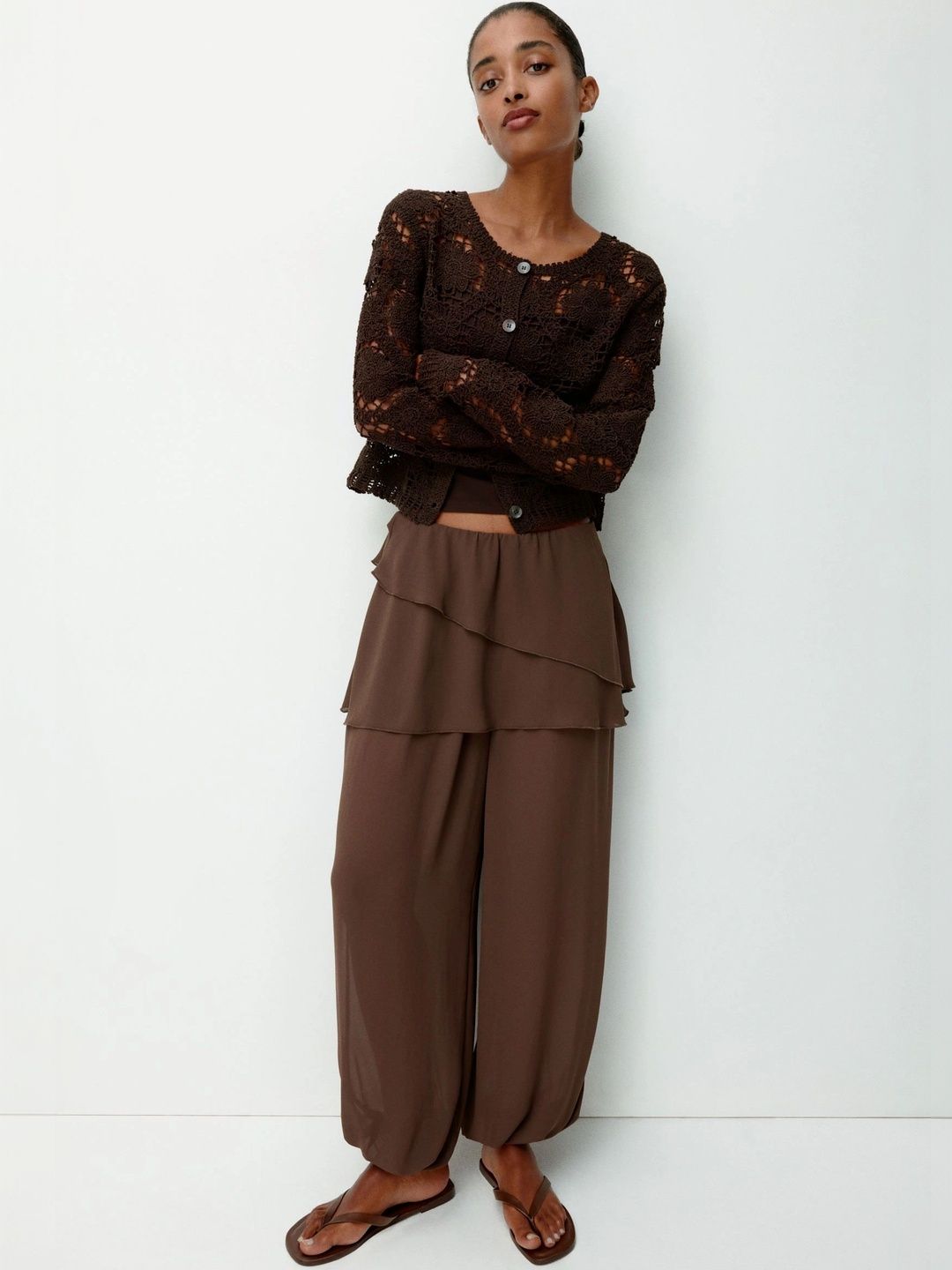 H&M Skirt-Layered Chiffon Trousers