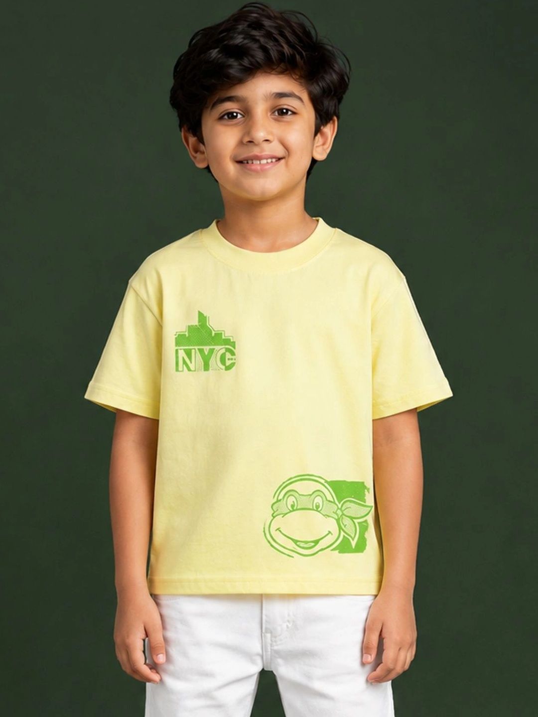 Button Bear Boys Cotton Ninja Turtles Printed Oversized Short Sleeve T-Shirt