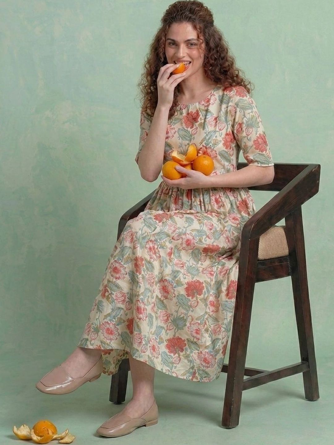 CORSICA Floral Print A-Line Midi Dress