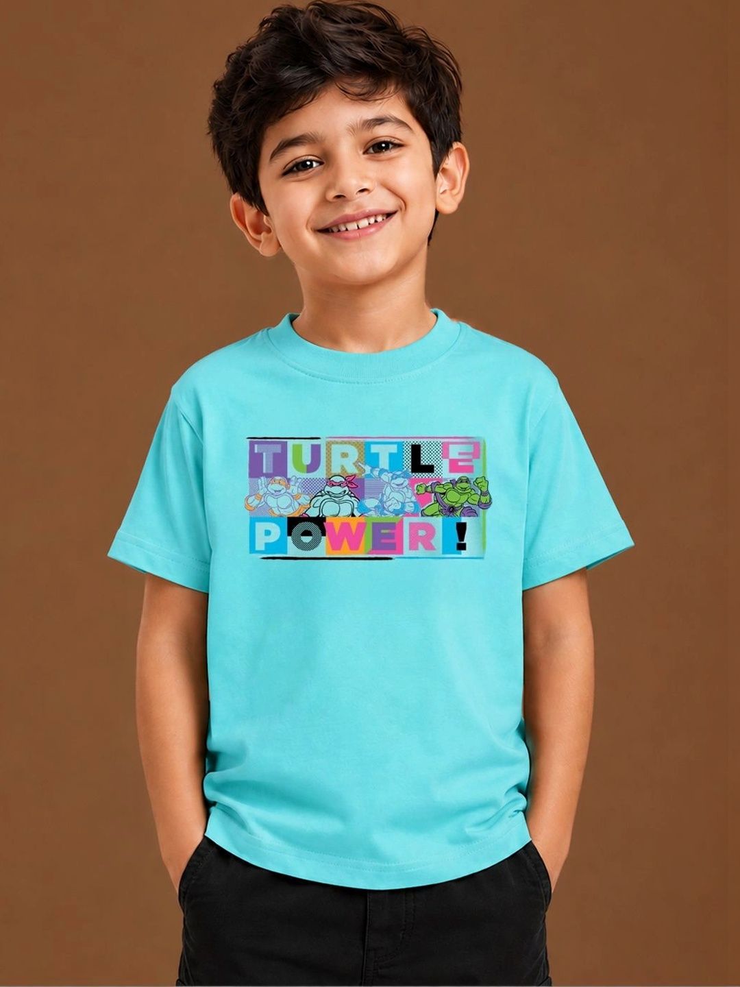 Button Bear boys Cotton Ninja Turtles Printed Regular Fit Short Sleeve T-Shirt