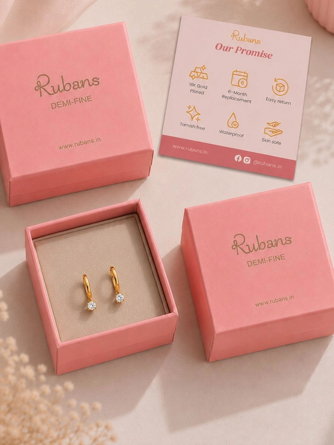 Buy Rubans Demifine 18k Gold Plated Stainless Steel Minimal Crystal Drops Hoop Earrings -  - Accessories for Women