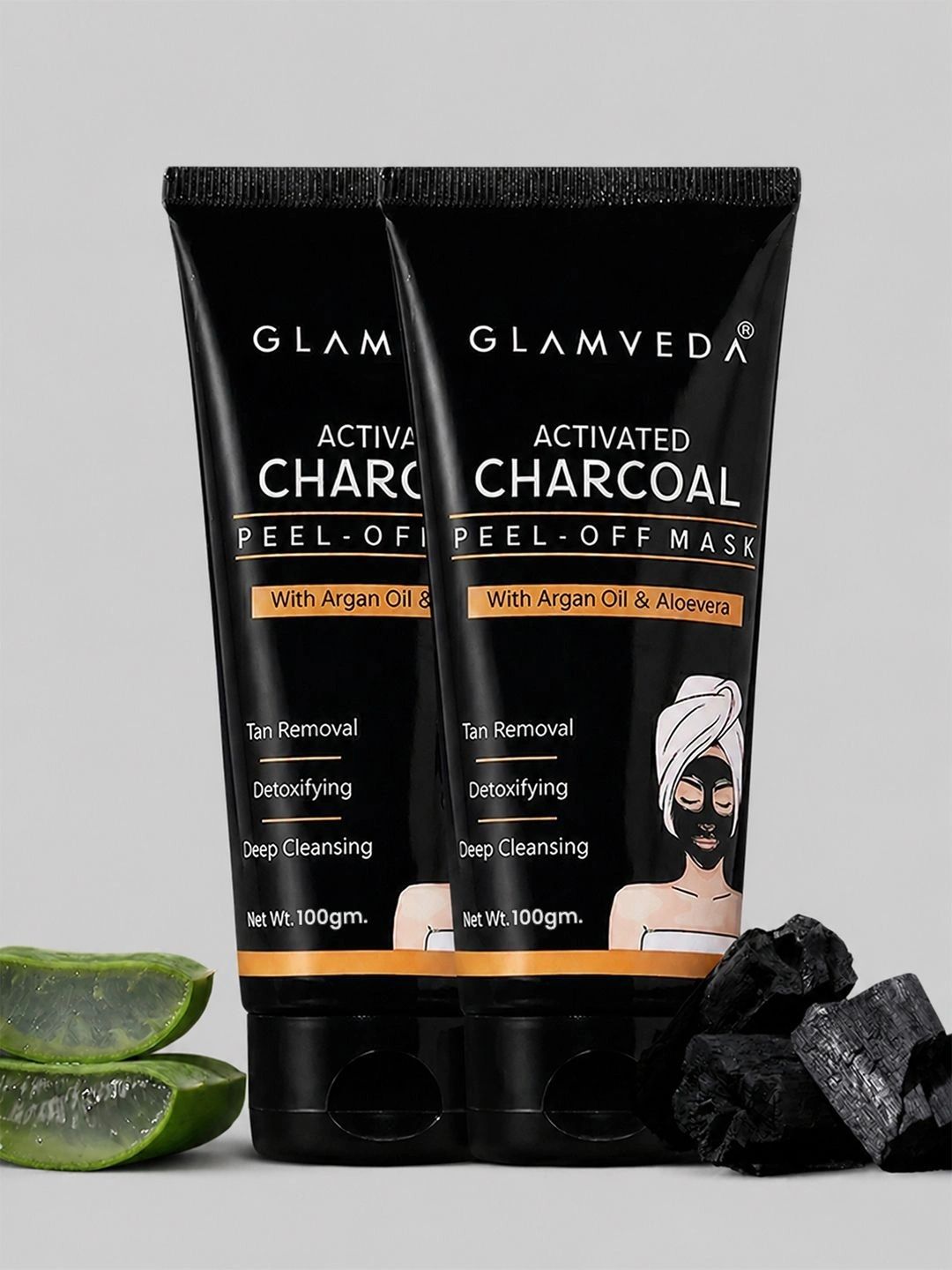 GLAMVEDA Set Of 2 Activated Charcoal Peel Off Mask - 100g Each