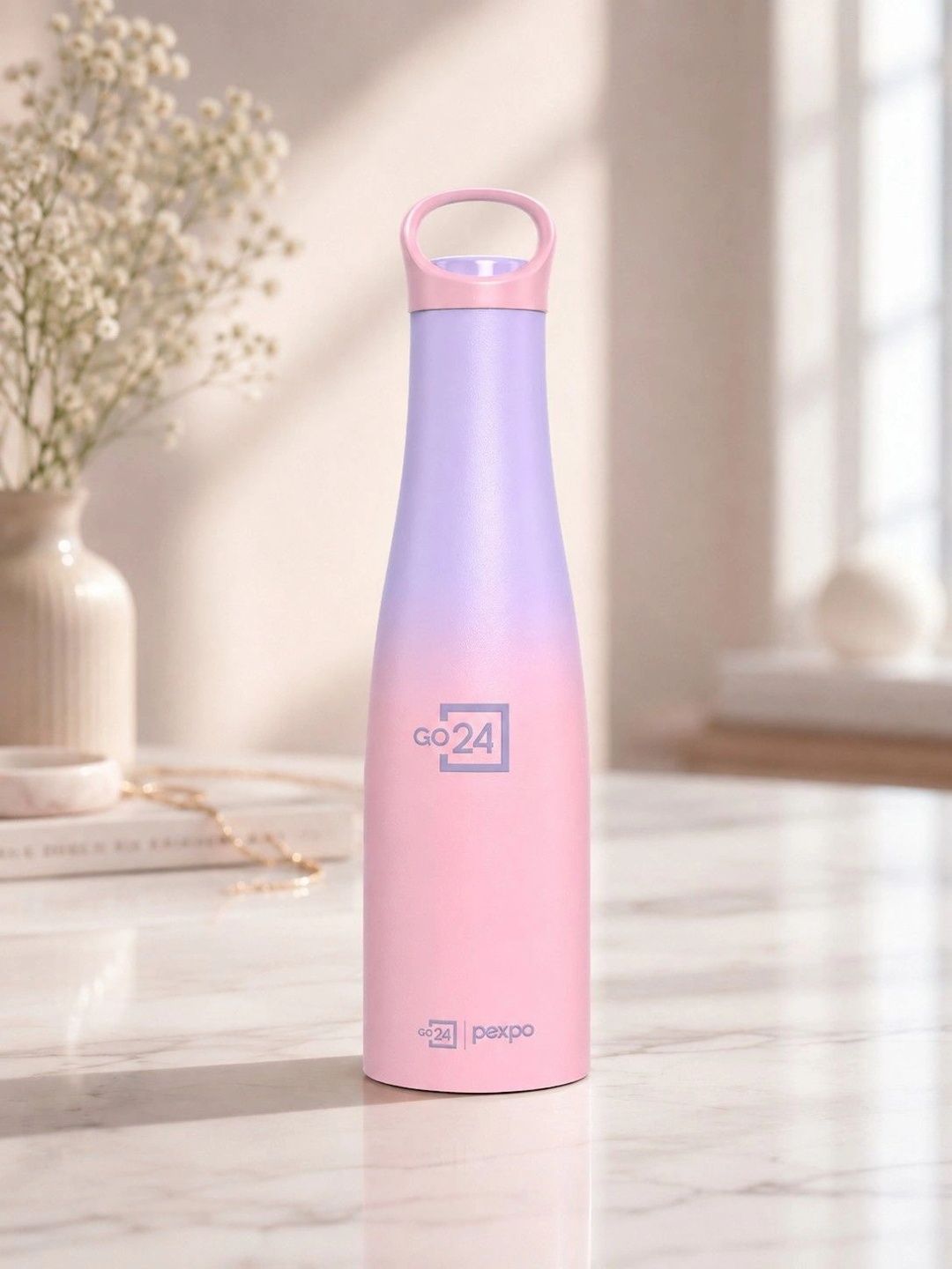 Buy Go24 Morocco Purple Pink Ombre 3 Layer Insulated Stainless Steel Water Bottle 600ml -  - Home for Unisex