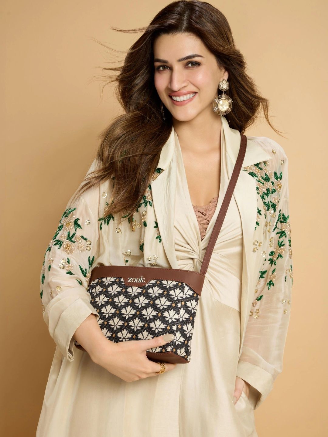 ZOUK Bidri Kaiser Harmony Floral Printed Structured Sling Bag Handbag