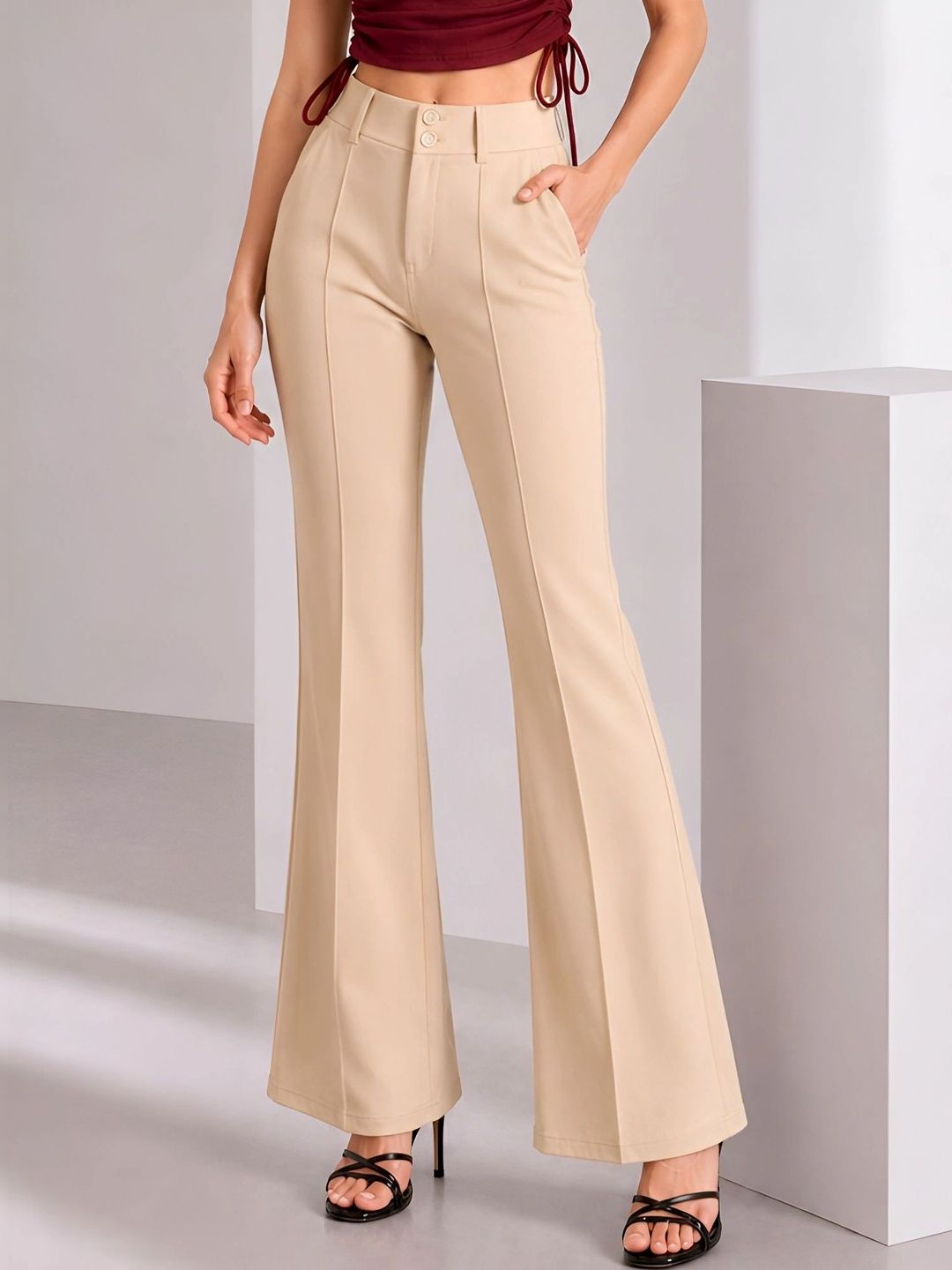 STYLE STAMP Women High-Rise Trousers