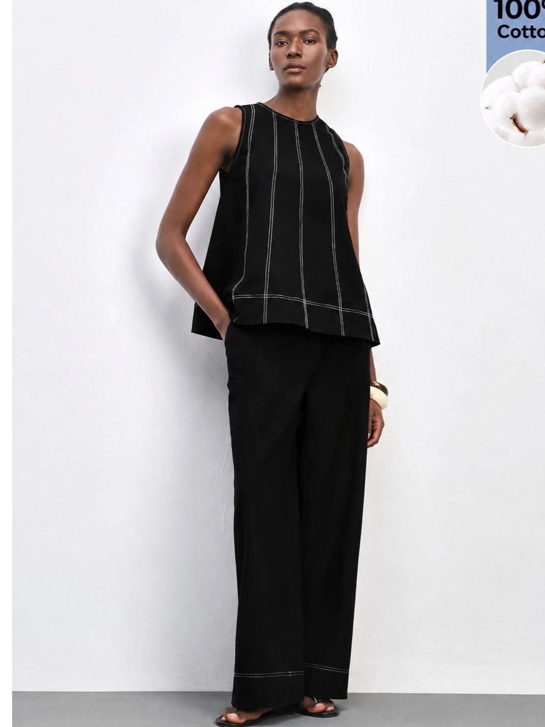 Buy Cotton Striped Top With Trousers Set -  - Apparel for Women