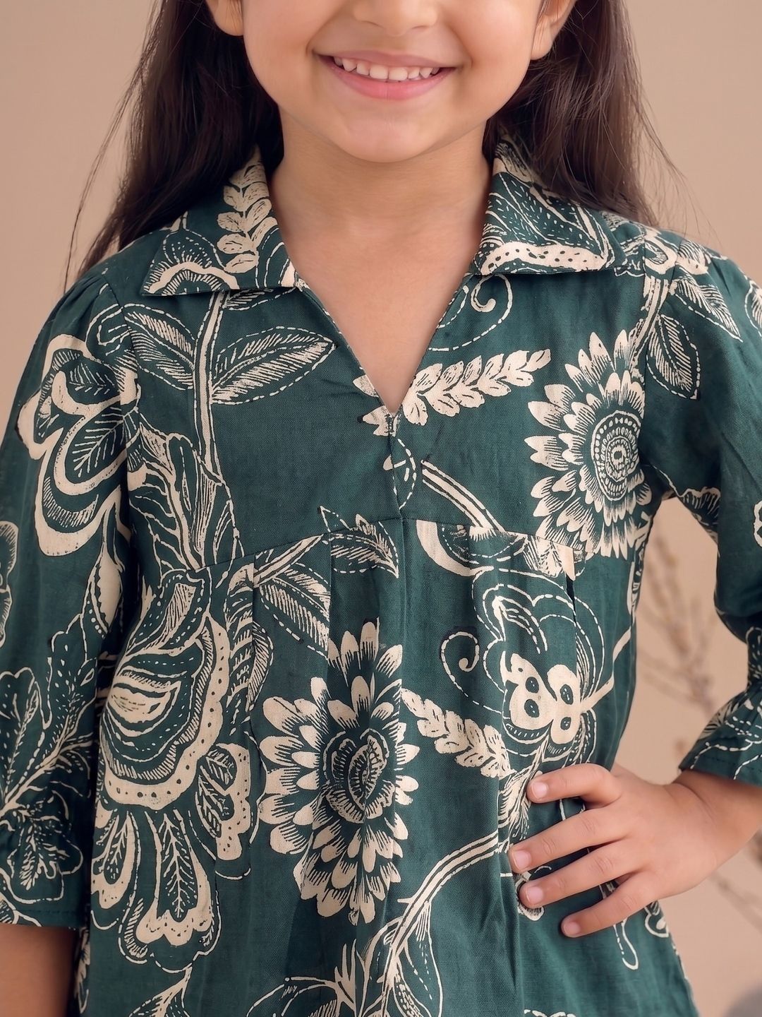 Girls Floral Printed Regular Pure Cotton Top with Palazzos 4
