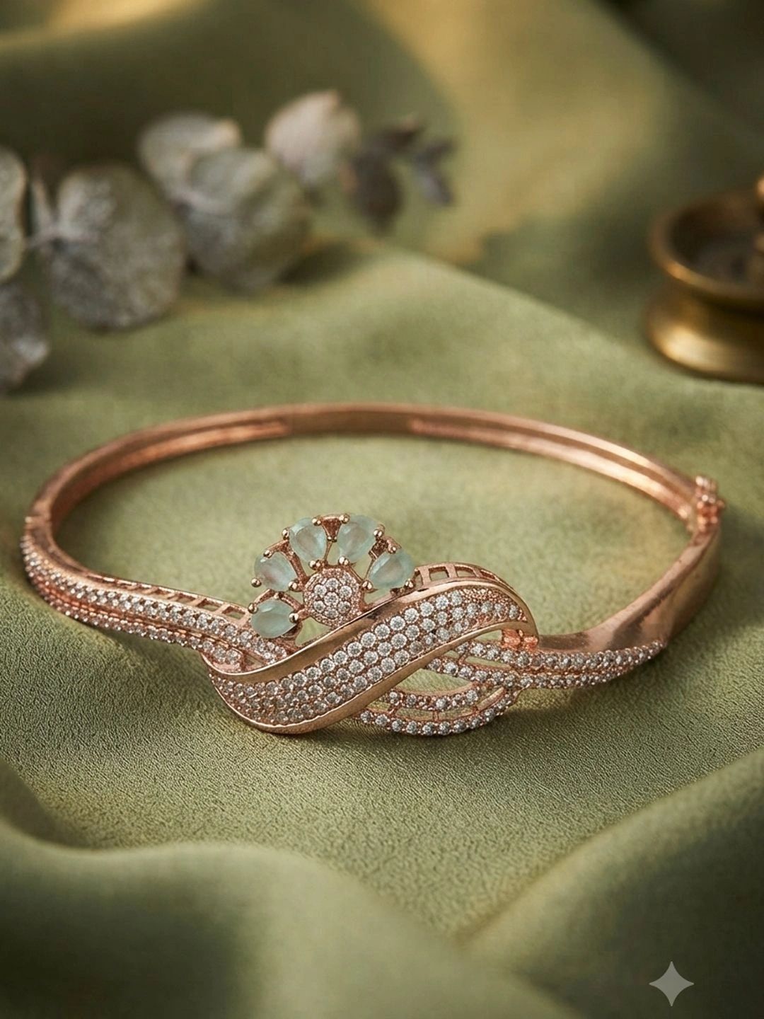 Bhana Fashion Women Gold-Toned & White Brass American Diamond Gold-Plated Bracelet